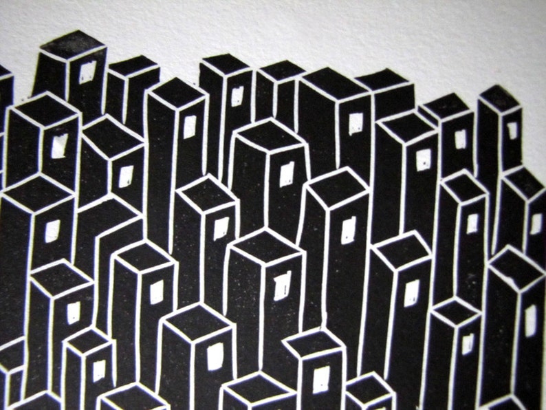Black and White Art Architecture Linocut Block Wall Art Print Etsy