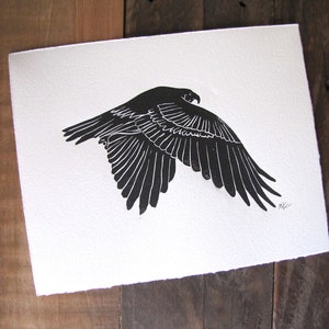 Hawk Linocut Print Falconry Bird Red Tailed Hawk image 2