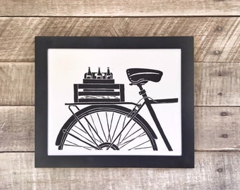 Bike and Brews Bicycle Print - Craft Beer Bike Print