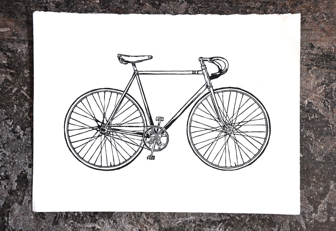 Bicycle Art Print Black Road Bike Wall Art Etsy