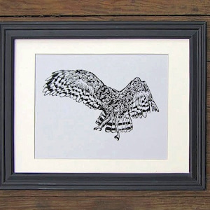 Owl Hunting Prey Block Print Wall Art image 1