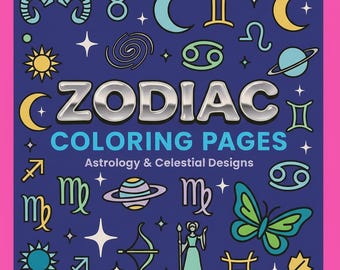 Kawaii Zodiac Coloring Book | 160 Astrology & Celestial Designs (PDF Download)