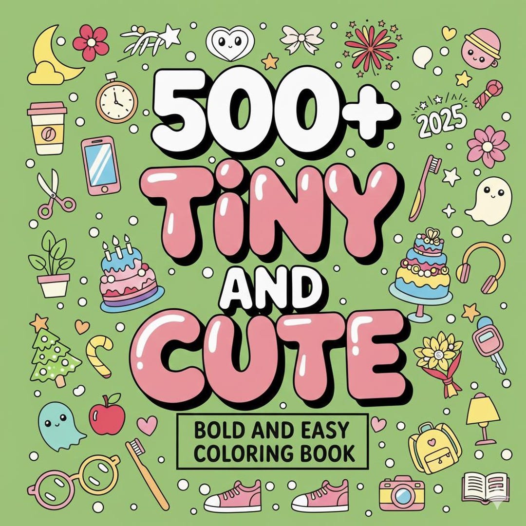 500+ Tiny and Cute: Bold and Easy Coloring Book for Adults and Kids for ...