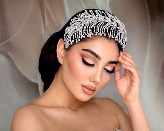 Bridal Headpiece, Bridal Crown, Grecian Bridal Headband, Bridal Tiara, Wedding headband, Bridal hair Jewelry, Pageant Evening Headband