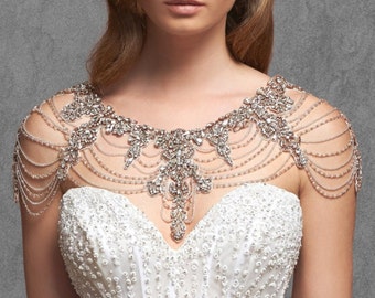 Bijoux de corps d'épaule de mariée, Collier d'épaule de mariée, Châle en cristal de mariage, Bijoux de mariée, Bijoux de mariage, Bijoux pour la mariée