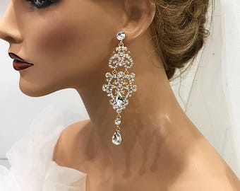 Wedding Earrings, Victorian Inspired Chandelier Earrings, Silver Teardrop Crystal Earrings, Bridal Earrings, Bridal Wedding Jewelry