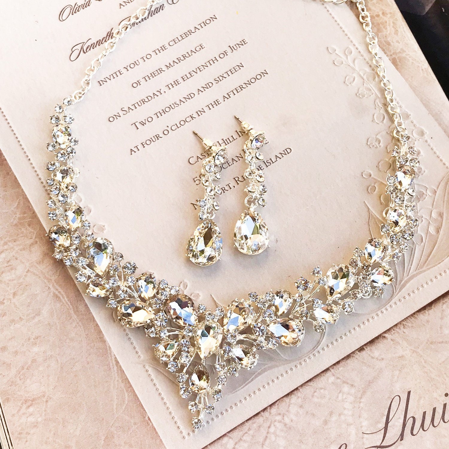 Bridal Necklace Earrings Prom 