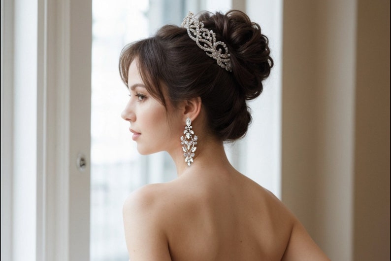 Bridal Chandelier Earrings, Bridesmaid Jewelry, Bridesmaid Chandelier Earrings, Silver Rose Gold Bridal Earrings, Victorian Drop Earrings image 6