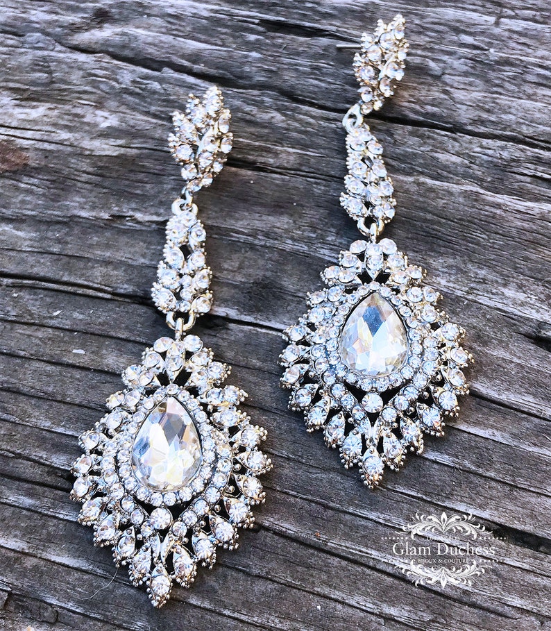Bridal Chandelier Earrings Crystal Chandelier Earrings CZ Etsy