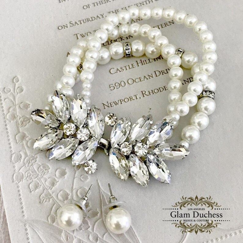 Bridal Earrings Bridal jewelry Bridal Bracelet Pearl Bracelet Wedding Earrings Pearl Earrings Bridesmaid Jewelry set Wedding Jewelry