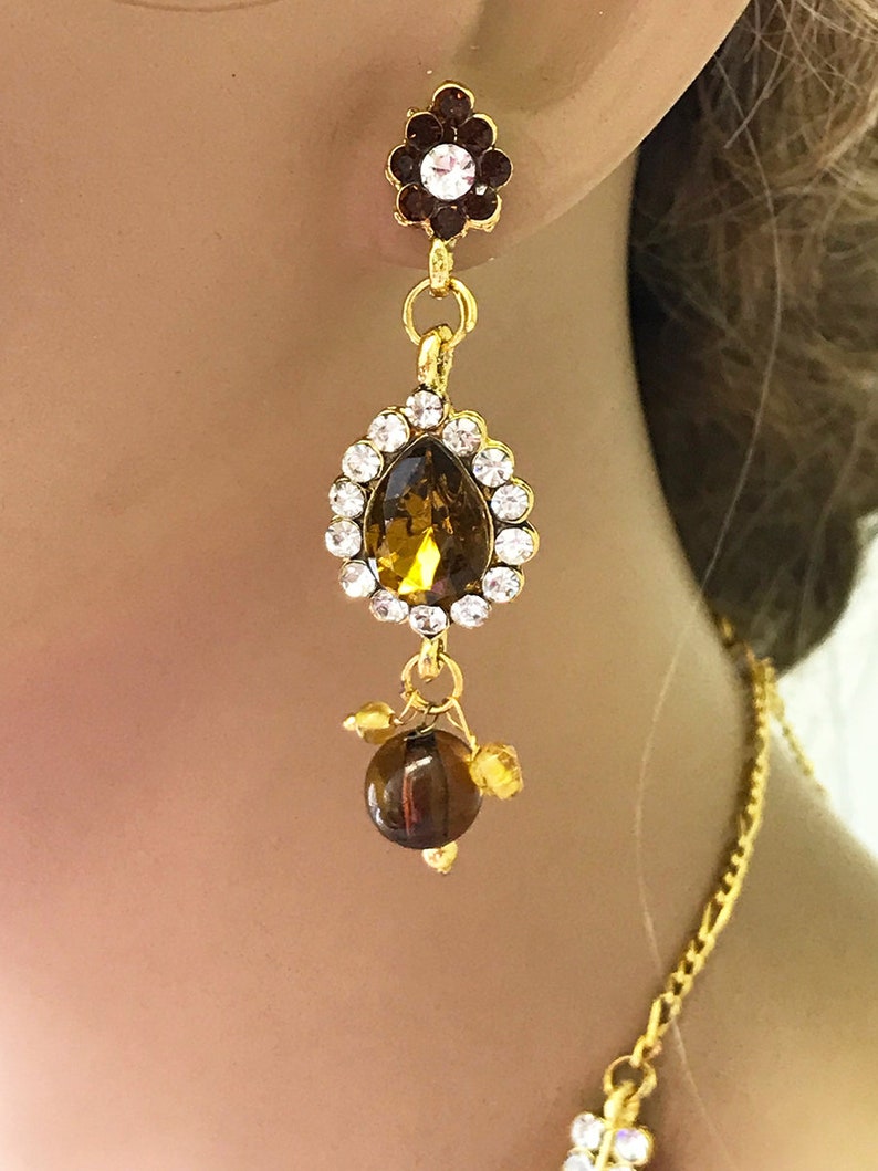 Crystal Statement Necklace Bollywood Jewelry Set Kundan Jewelry Set Bridal Necklace and Earring Set Indian Bridal Jewelry Set