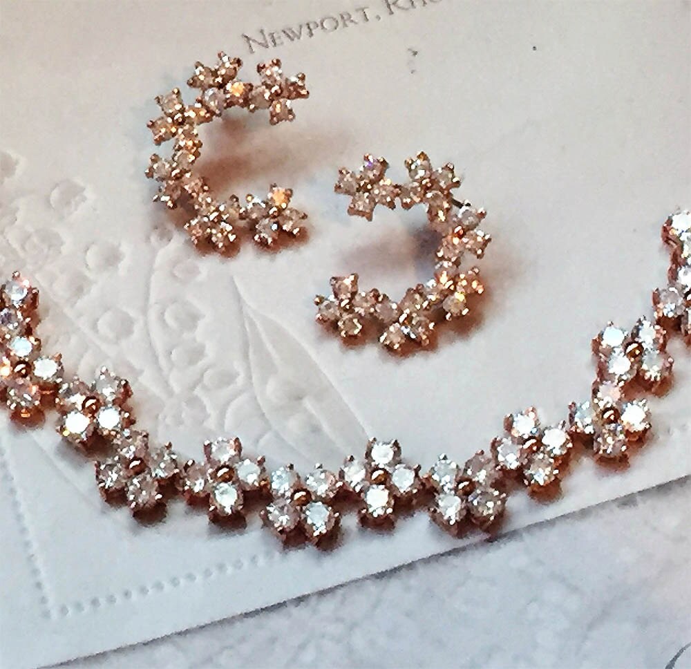 Rose Gold Bridal Jewelry Wedding Necklace Wedding Jewelry Etsy