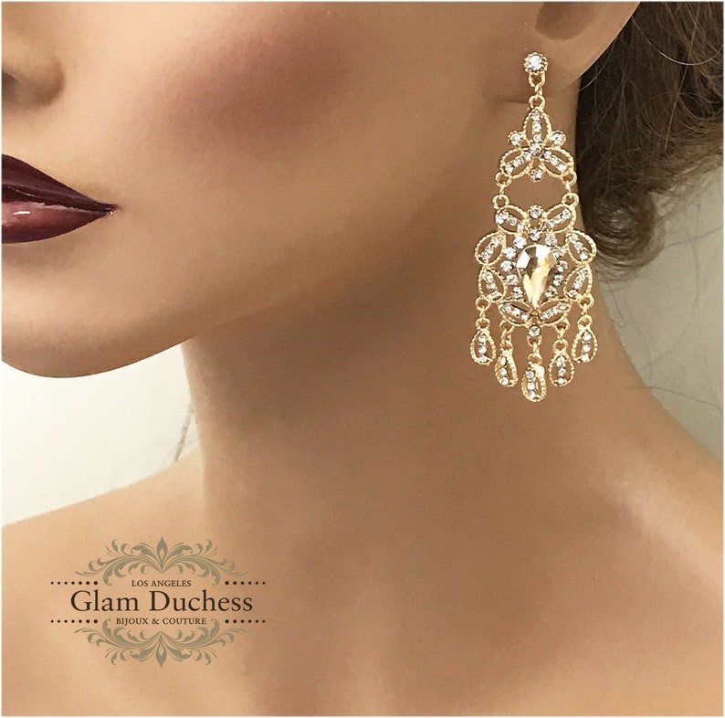 Bridal Chandelier Earrings Gold Bridal Earrings Silver Etsy