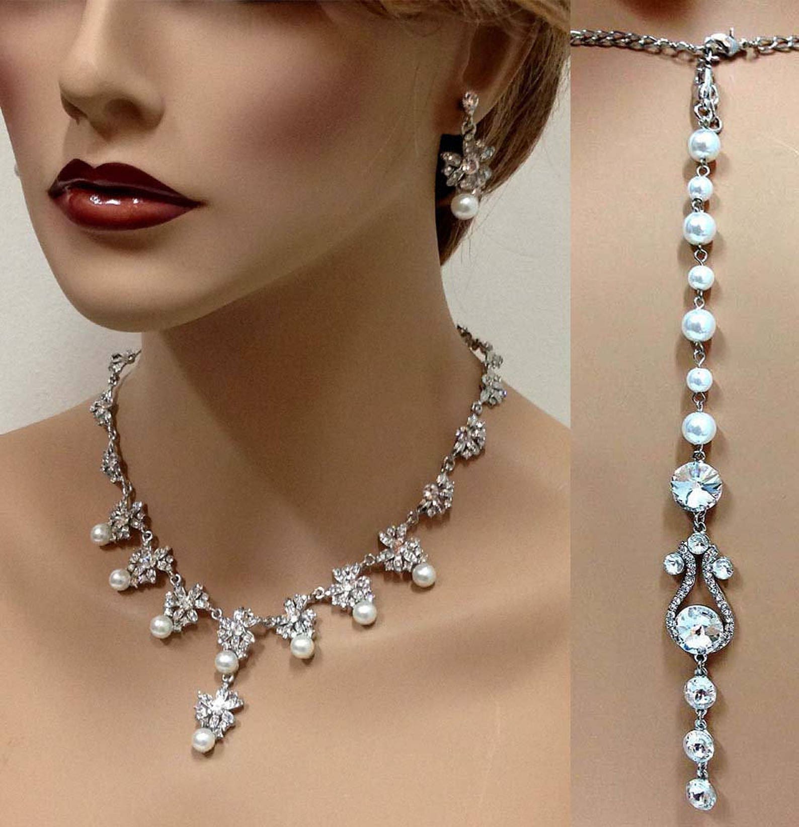 Set Gioielli Da Sposa Yazilind - Collana, Orecchini, Bracciale E Anello - Foto 5