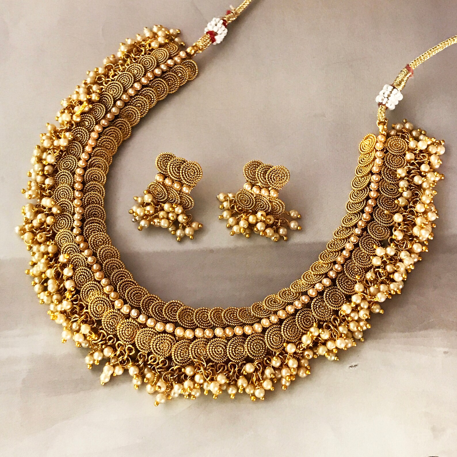 Indian Gold Jewelry Set Bridal Choker Earrings Kundan Etsy