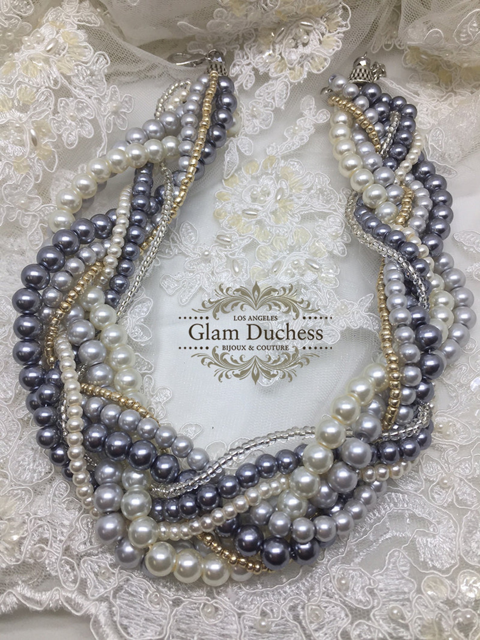 Braided Twisted Pearl Necklace Wedding Jewelry Set Bridal | Etsy