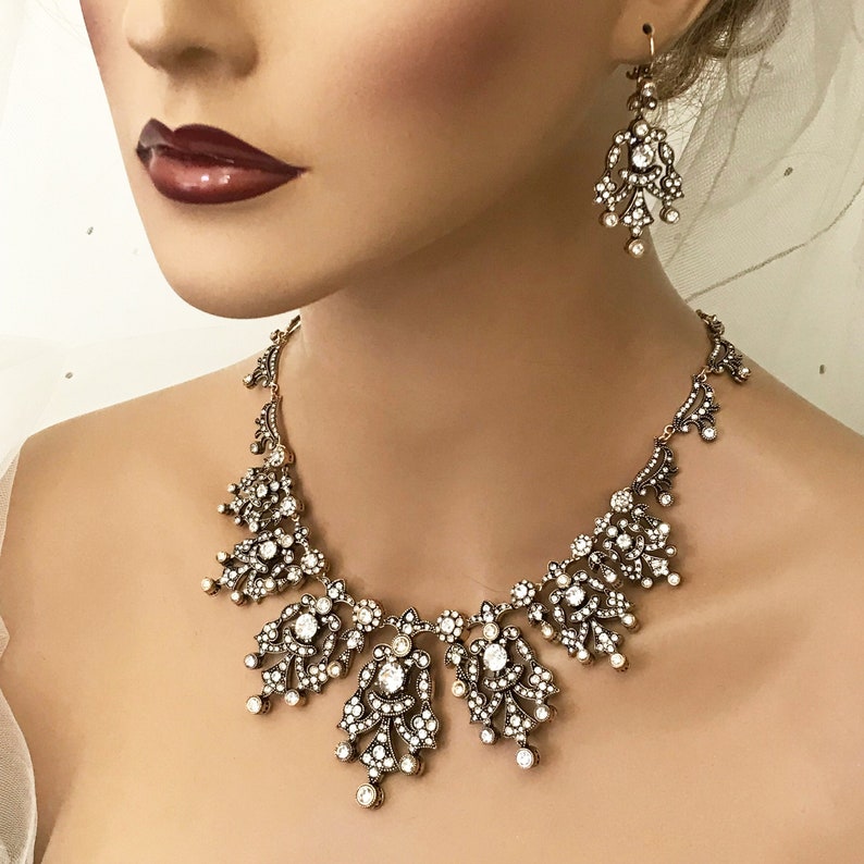 Bridal Jewelry Set Vintage Inspired Victorian Jewelry Set Etsy