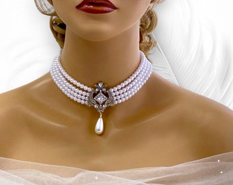 Bridal Pearl Choker Collar Necklace Jewelry, Glamour Victorian Choker Necklace, Wedding Jewelry, Special Occasion Necklace, Gift for Her - Etsy Bridal Pearl Choker Collar Necklace Jewelry, Glamour Victorian Choker Necklace, Wedding Jewelry, Special Occasion Necklace, Gift for Her - Etsy