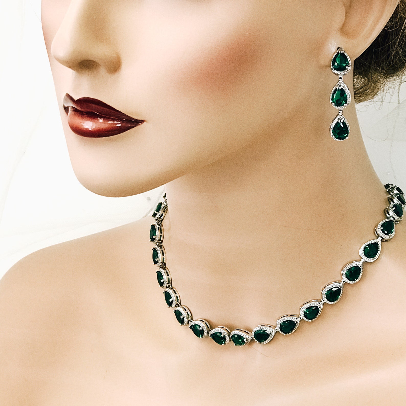 Emerald Green Bridal Jewelry Set Bridesmaid Jewelry Green Etsy UK