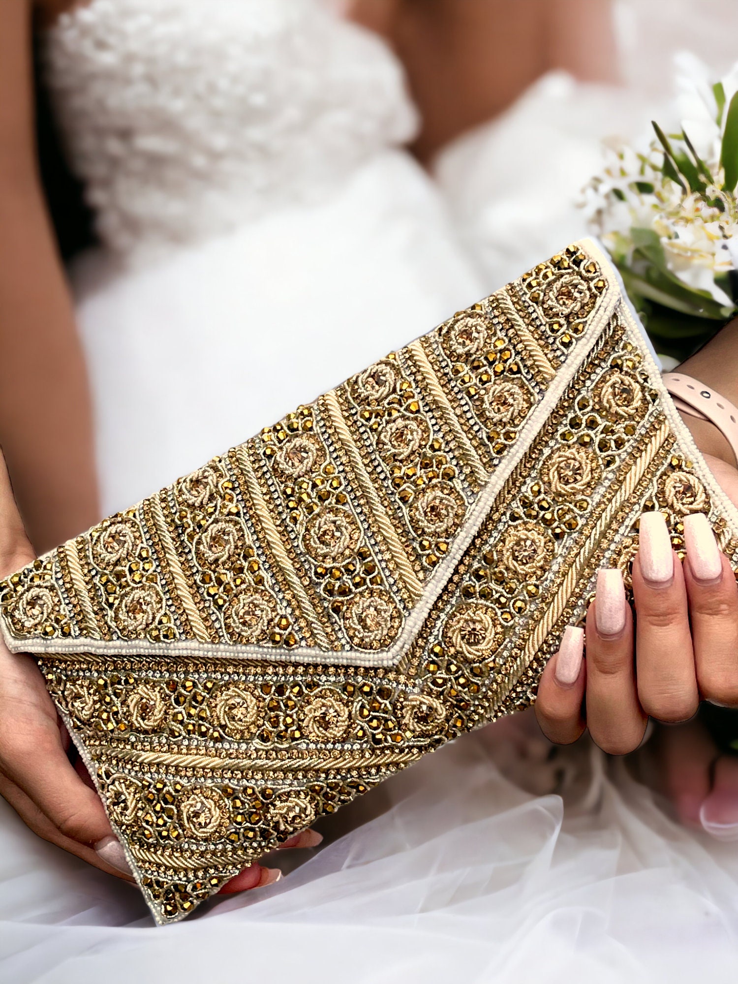 Gold Bridal Clutch Evening Bag, Prom Clutch, Envelope Clutch, Evening  Clutch, Gold Beaded Bag, Mother of the bride Groom Clutch