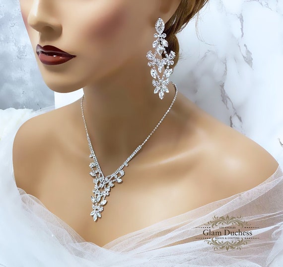 プロムジュエリーセット - クリスタルネックレスイヤリング  