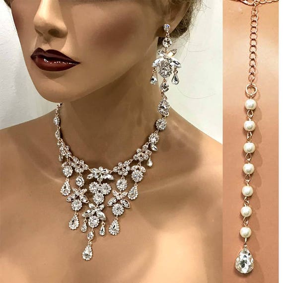 Wedding jewelry setBridal necklace earrings bridal jewelry | Etsy