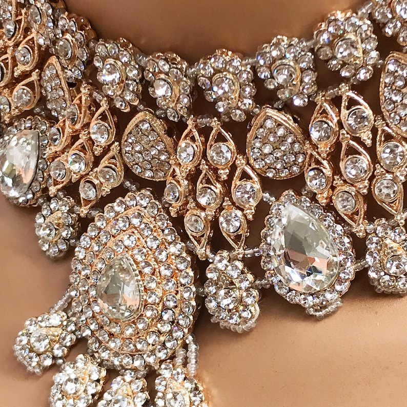 Silver Indian Bridal Jewelry Set Bridal Choker Necklace Etsy