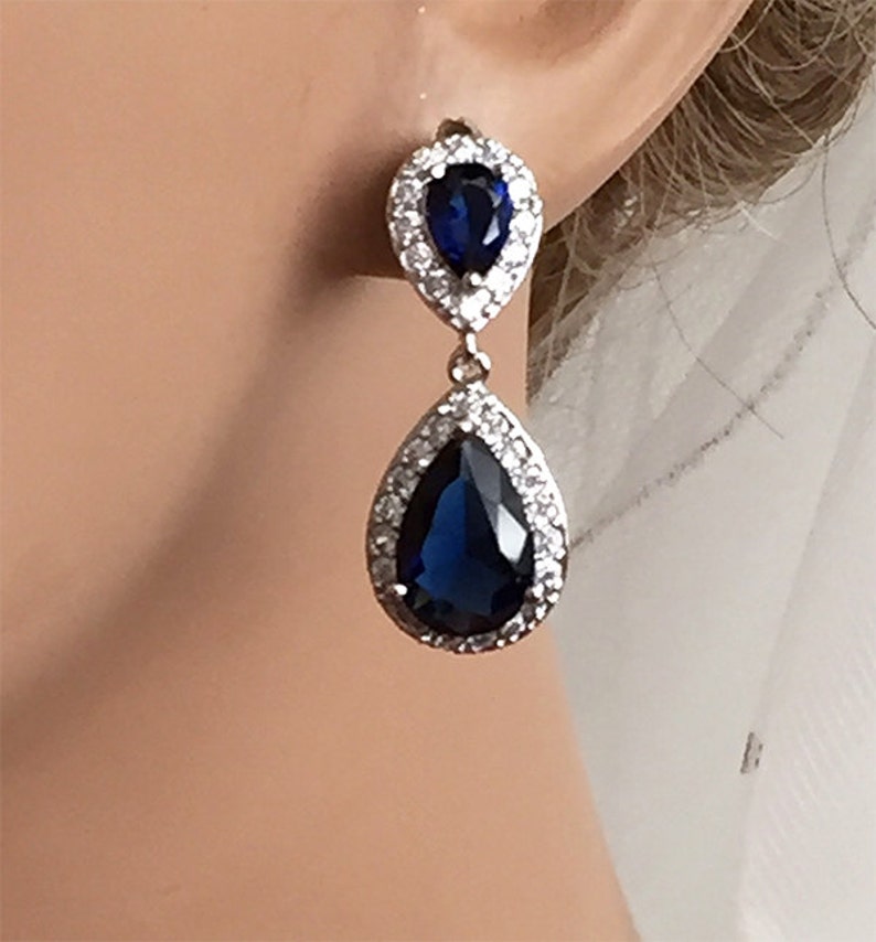 Royal blue Crystal Earrings Victorian Drop Earrings Crystal | Etsy