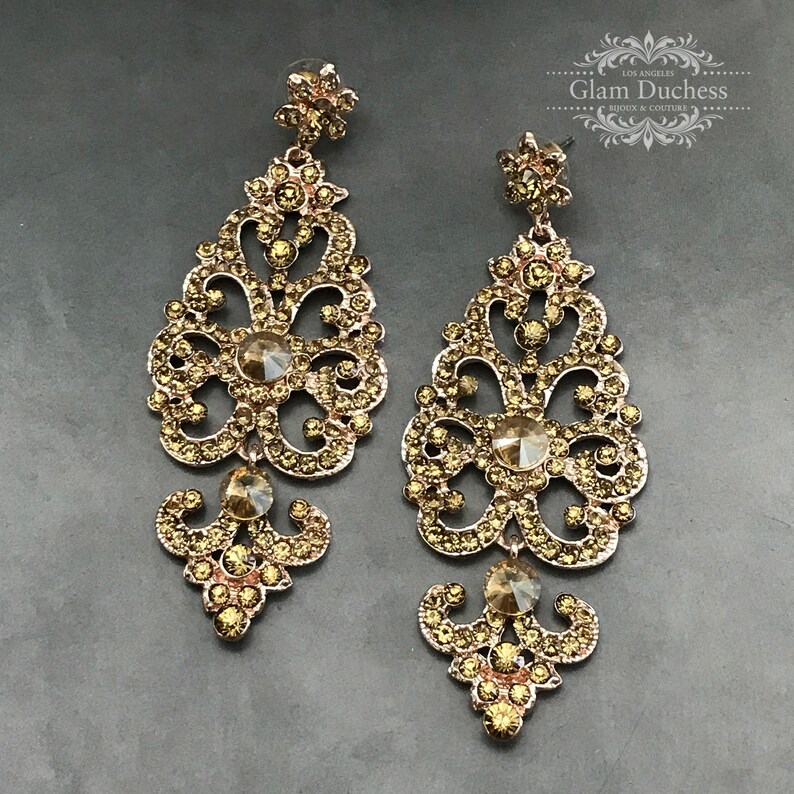 Bridal Earrings Bridal Jewelry Rose Gold Bridal Earrings Etsy