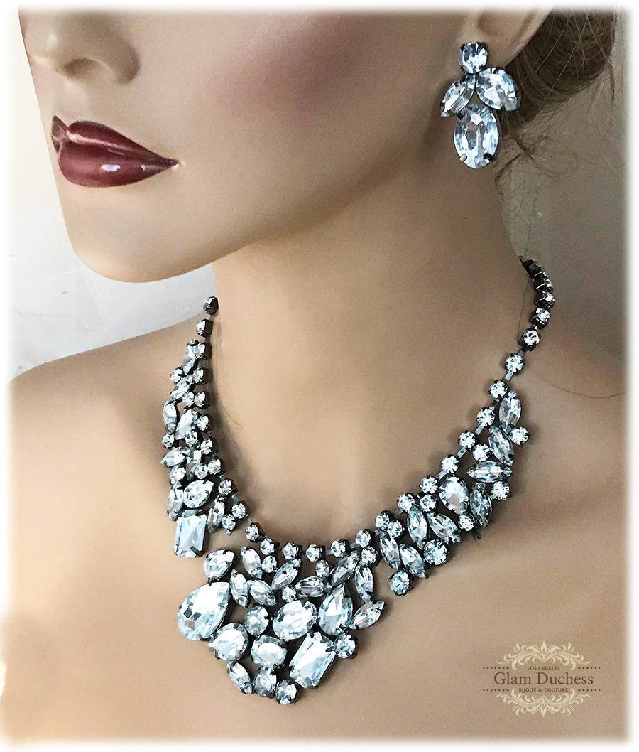 Bridal jewelry set wedding jewelrybridal necklace earrings | Etsy