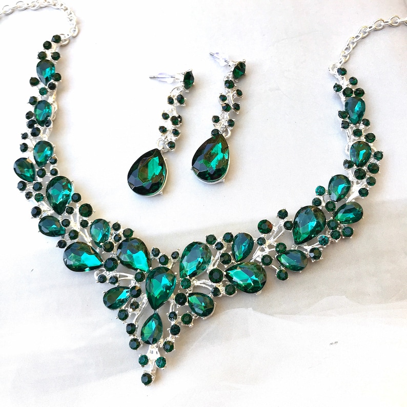 bridal jewelry set green