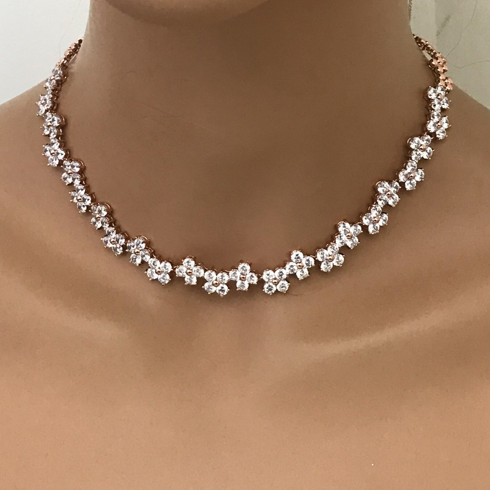 Rose Gold Bridal Jewelry Wedding Necklace Wedding Jewelry Etsy