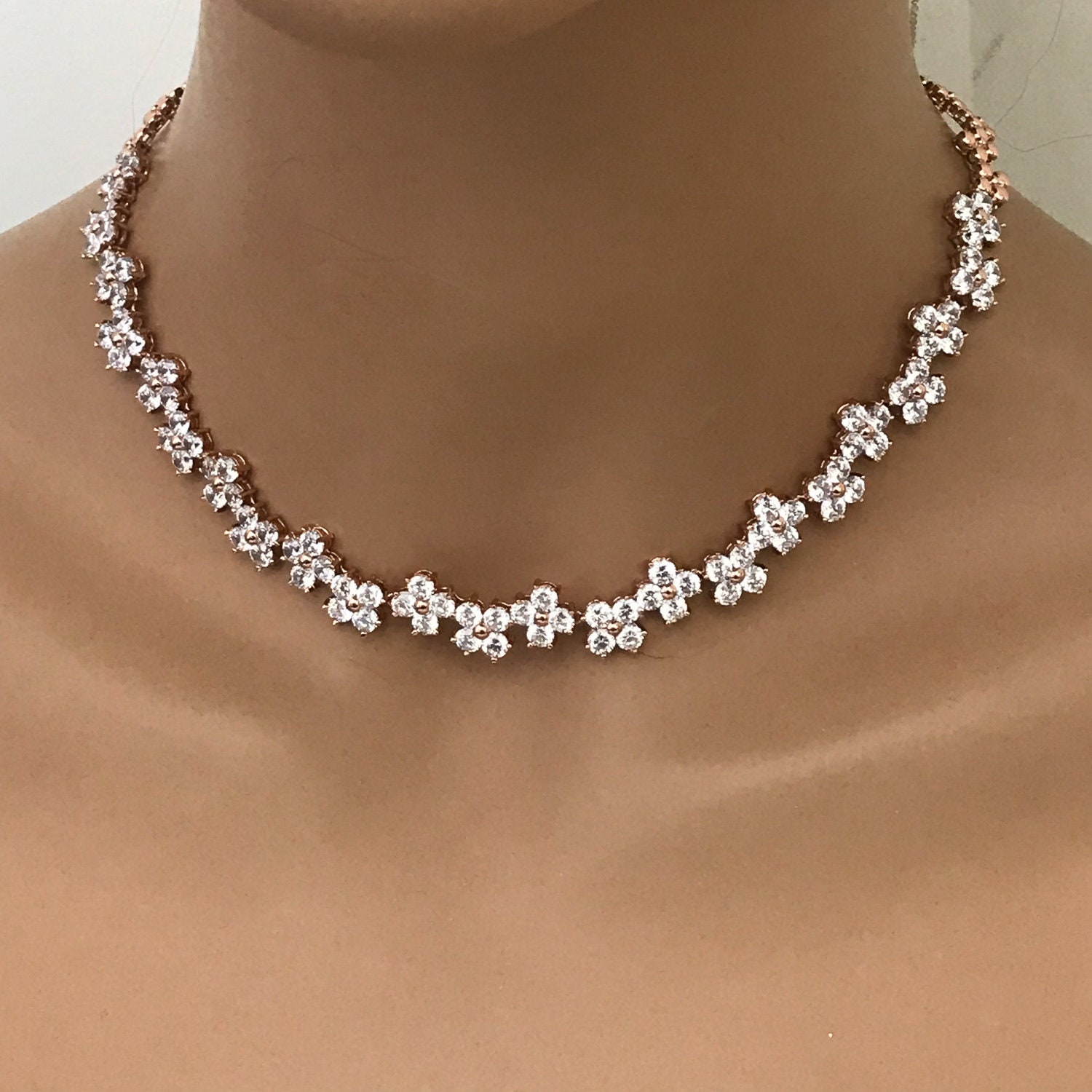 Rose Gold Bridal Jewelry Wedding Necklace Wedding Jewelry Etsy