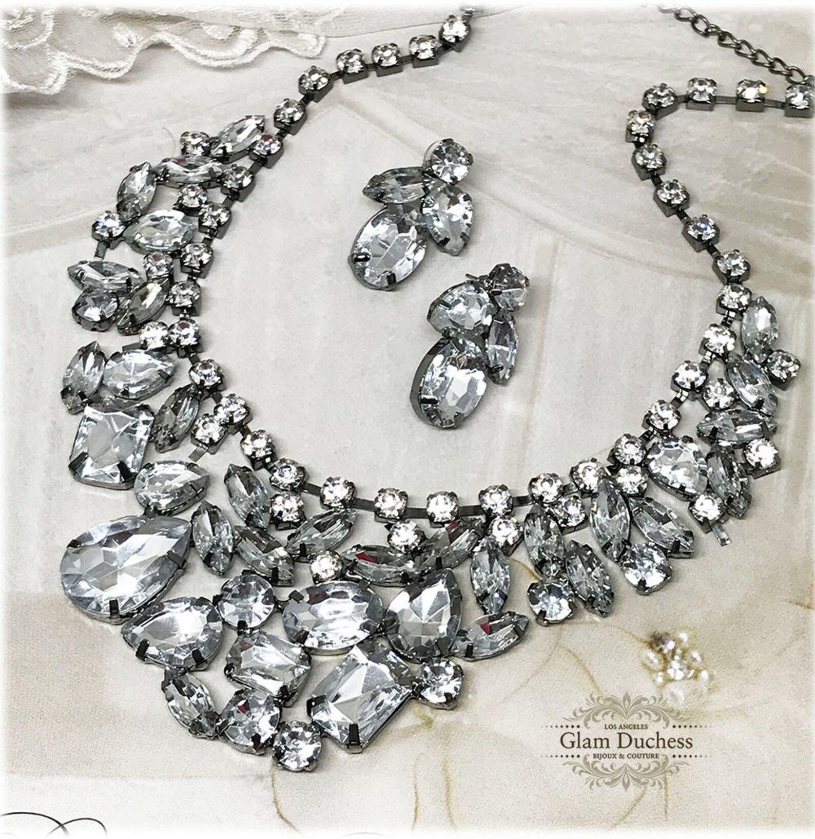 Bridal Jewelry Set Wedding Jewelrybridal Necklace Earrings Etsy