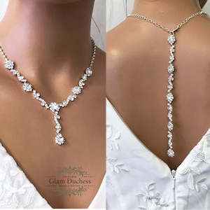 Bridal jewelry set, Bridesmaid Jewelry Set, Wedding jewelry,  Backdrop Necklace, Bridal necklace earrings set