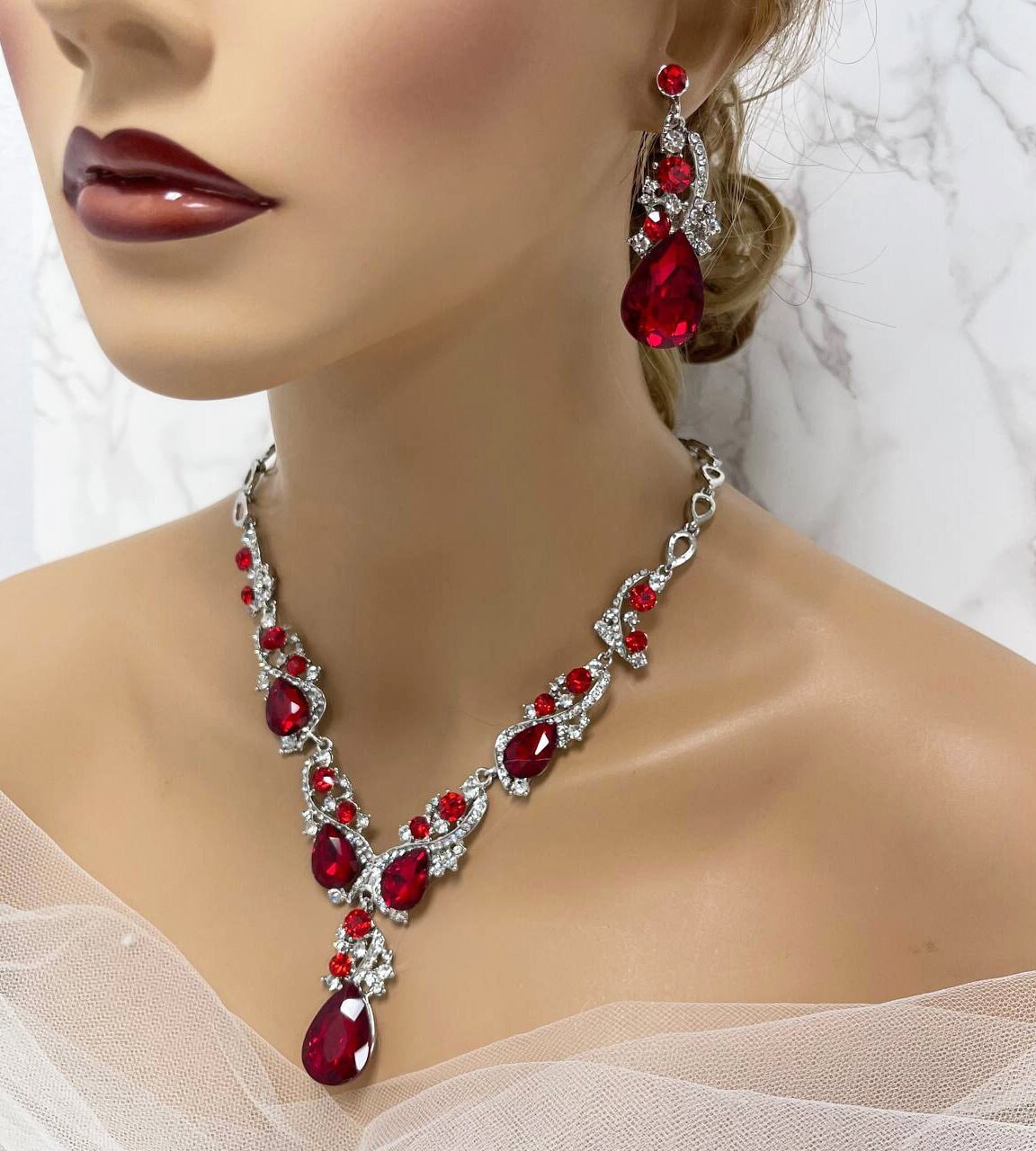 Buy Bridal Jewelry Set Bridesmaid Jewelry Set Red Wedding Online in India   Etsy