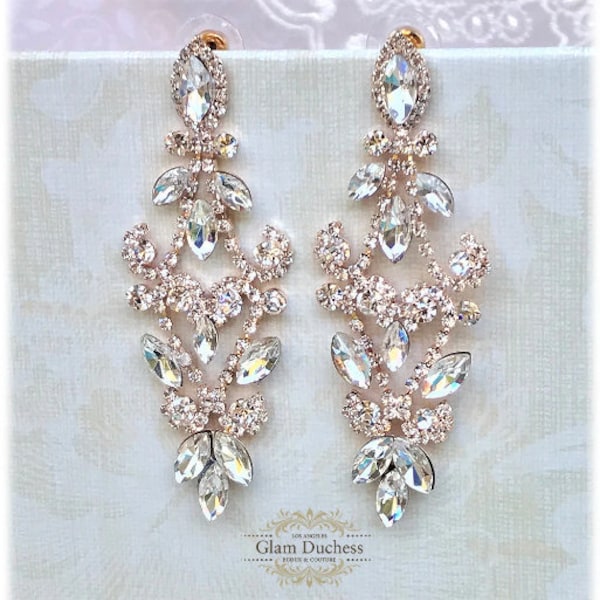 Bridal Chandelier Earrings, Bridesmaid Jewelry, Bridesmaid Chandelier Earrings, Silver | Rose Gold Bridal Earrings, Victorian Drop Earrings