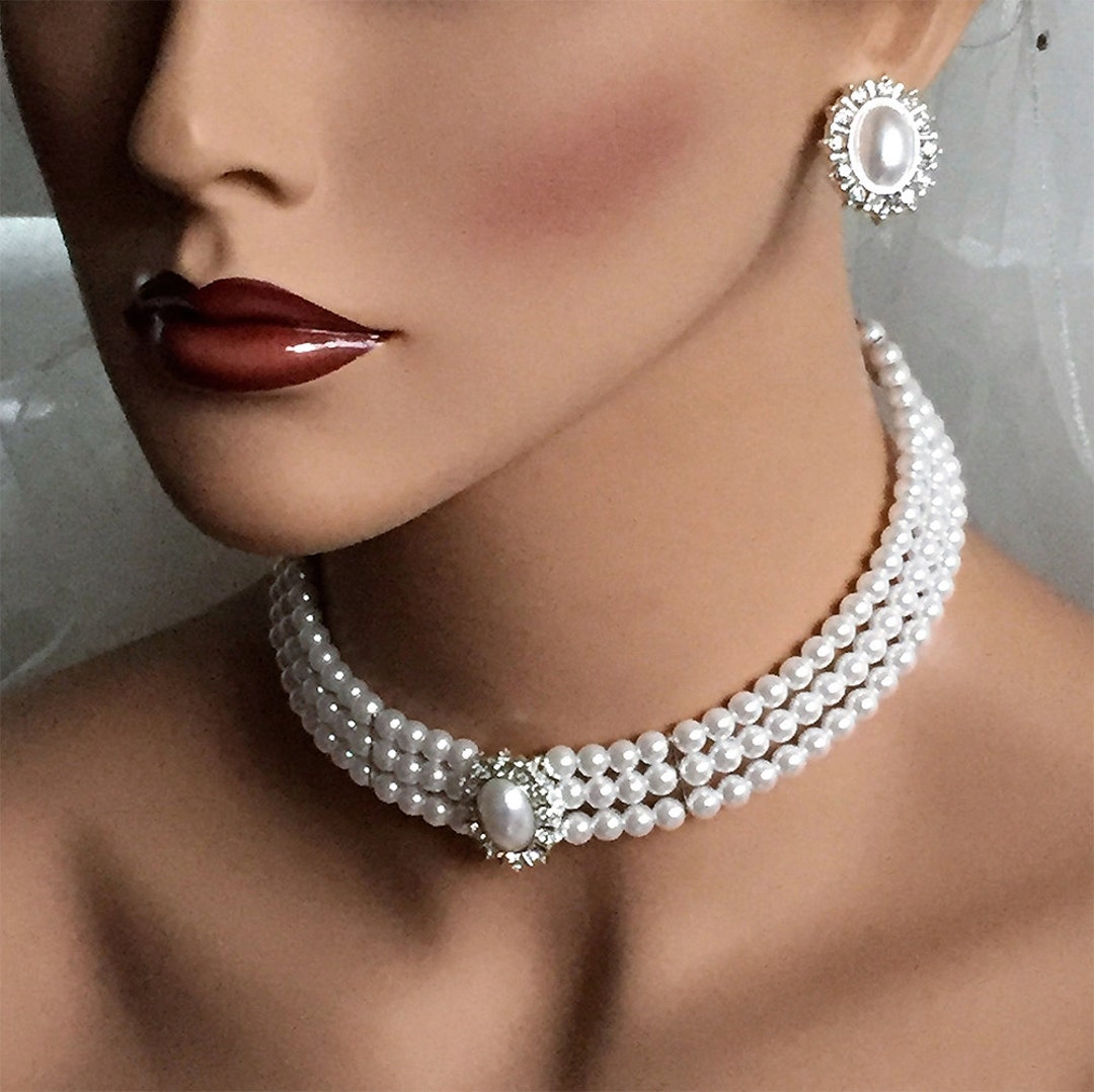 Indian traditional Latest Design Choker Pearl Necklace white color for  Women | eBay