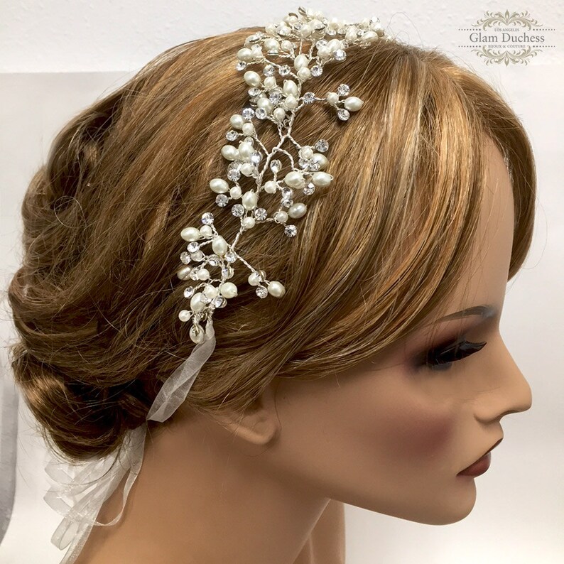 Bridal hair jewelry bridal headband Wedding headband pearl Etsy