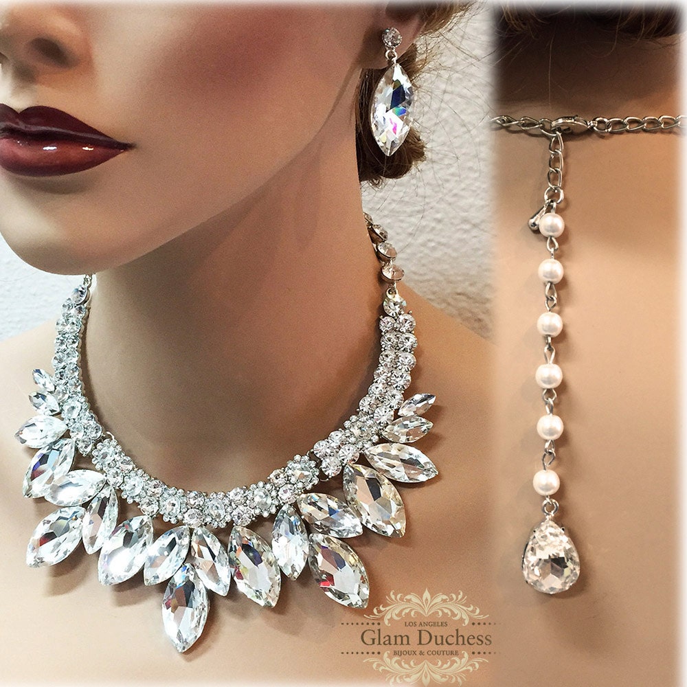 wedding jewelry set Bridal jewelry set Bridal backdrop bib Etsy