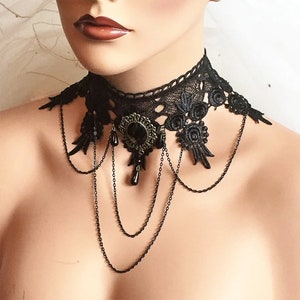 Black Choker Collar Necklace, Wedding Jewelry, Victorian Black ...