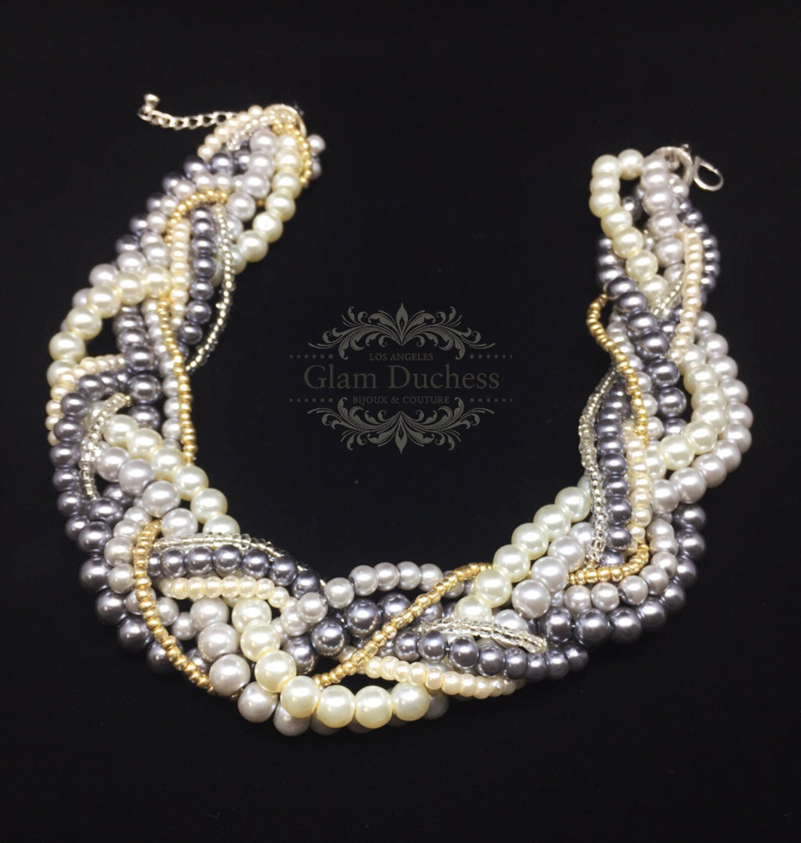 Braided Twisted Pearl Necklace Wedding Jewelry Set Bridal Etsy