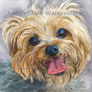 Yorkshire Terrier, Yorkie, AKC Toy, Pet Portrait Dog Art Watercolor Painting Print Picture, Wall Art, Home Decor, &quot;Clancy&quot; Judith Stein