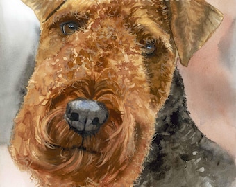 Welsh Terrier, AKC Terrier, Pet Portrait Dog Art, Giclee Watercolor Painting Print, Wall Art, Home Decor, "Welshie" by Judith Stein k9stein