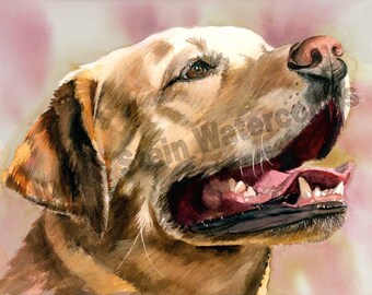 Customize any k9stein Pet Portrait Watercolor Print with Color Changes or add name tag