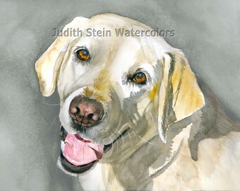 Labrador Retriever, Yellow Lab, AKC Sporting, Service Dog, Pet Portrait Art Watercolor Painting Print, Wall Art, Home Decor, &quot;Sassy Lady&quot;