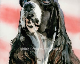 CUSTOM Pet Dog Cat Portrait Original Watercolor Painting, OOAK Dog Art, Pet Wall Art, Dog Home Decor, Animal Art by Judith Stein