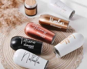 Anpassade champagneglas, rostfritt stålglas med lock, brudtärnegodis, perfekta brudtärneöverraskningar