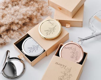 Graverad fickspegel - personlig brudtärnepresent till mamma, personlig fickspegel för kvinnor, present till möhippa, bröllopsminne