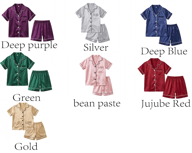 Barnpyjamasset i satin med namn – Personliga pyjamasar med blomsterflickor, fotogåvor för flickor bild 7